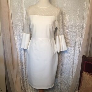 Eliza J midi Dress cream with lace lace size 8